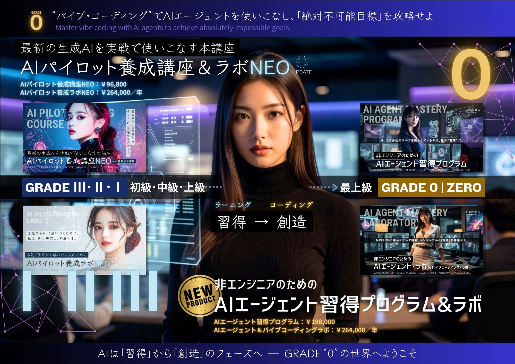 AIパイロット養成講座＆ラボNEO GRADE 0 非エンジニアのためのAIエージェント習得プログラム