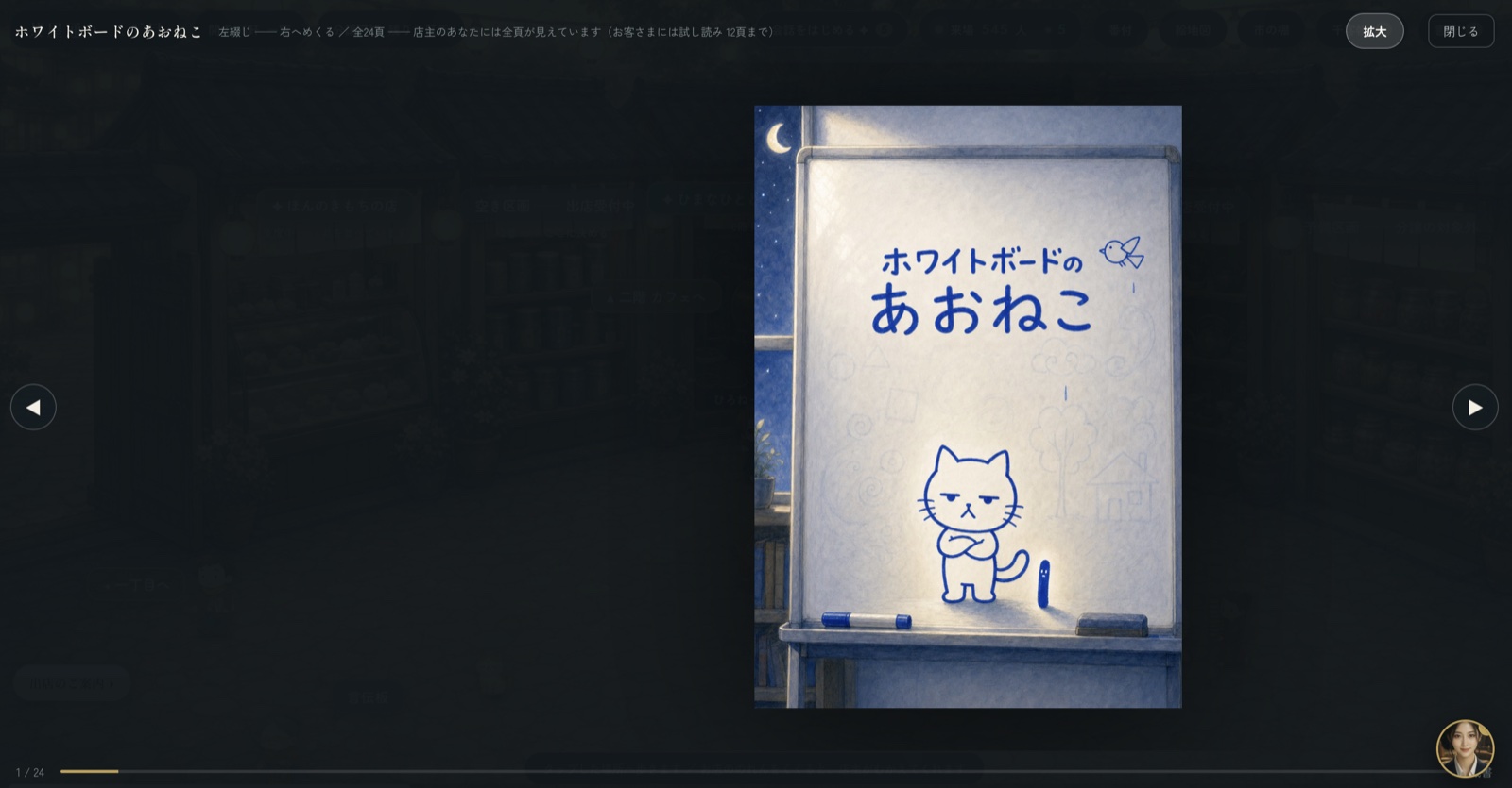 作例『ホワイトボードのあおねこ』(松下広美 with AI)の表紙