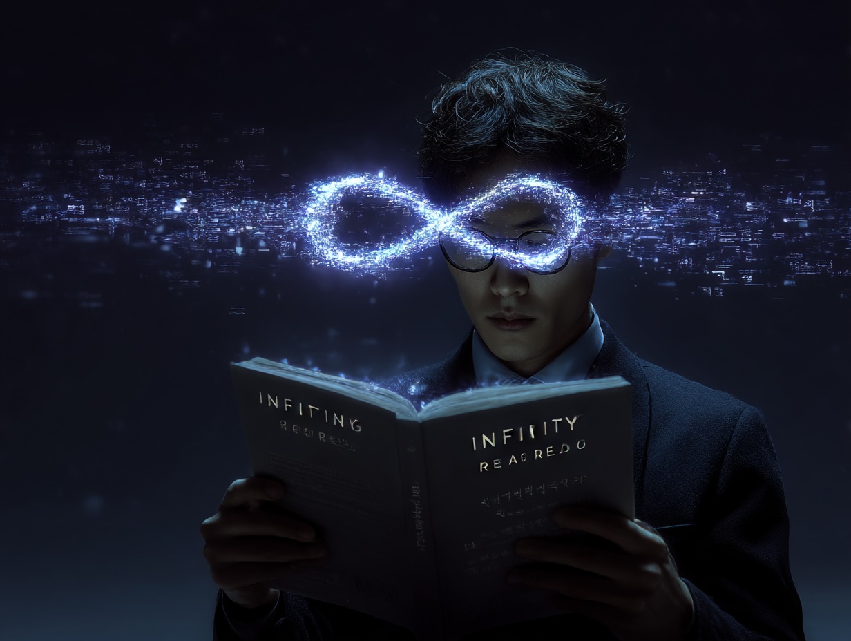 [AI時代に本を読む男性]