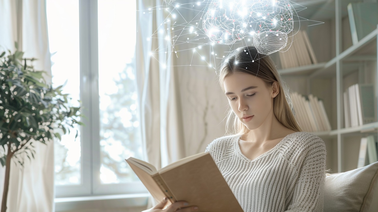 [静かに読書する女性]